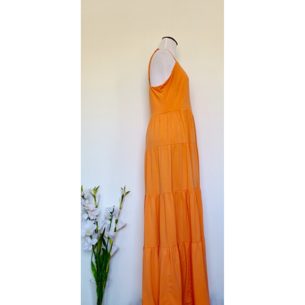 NEW! Boston Proper Knit Tiered Maxi Sun Dress Orange SZ M - Picture 8 of 10